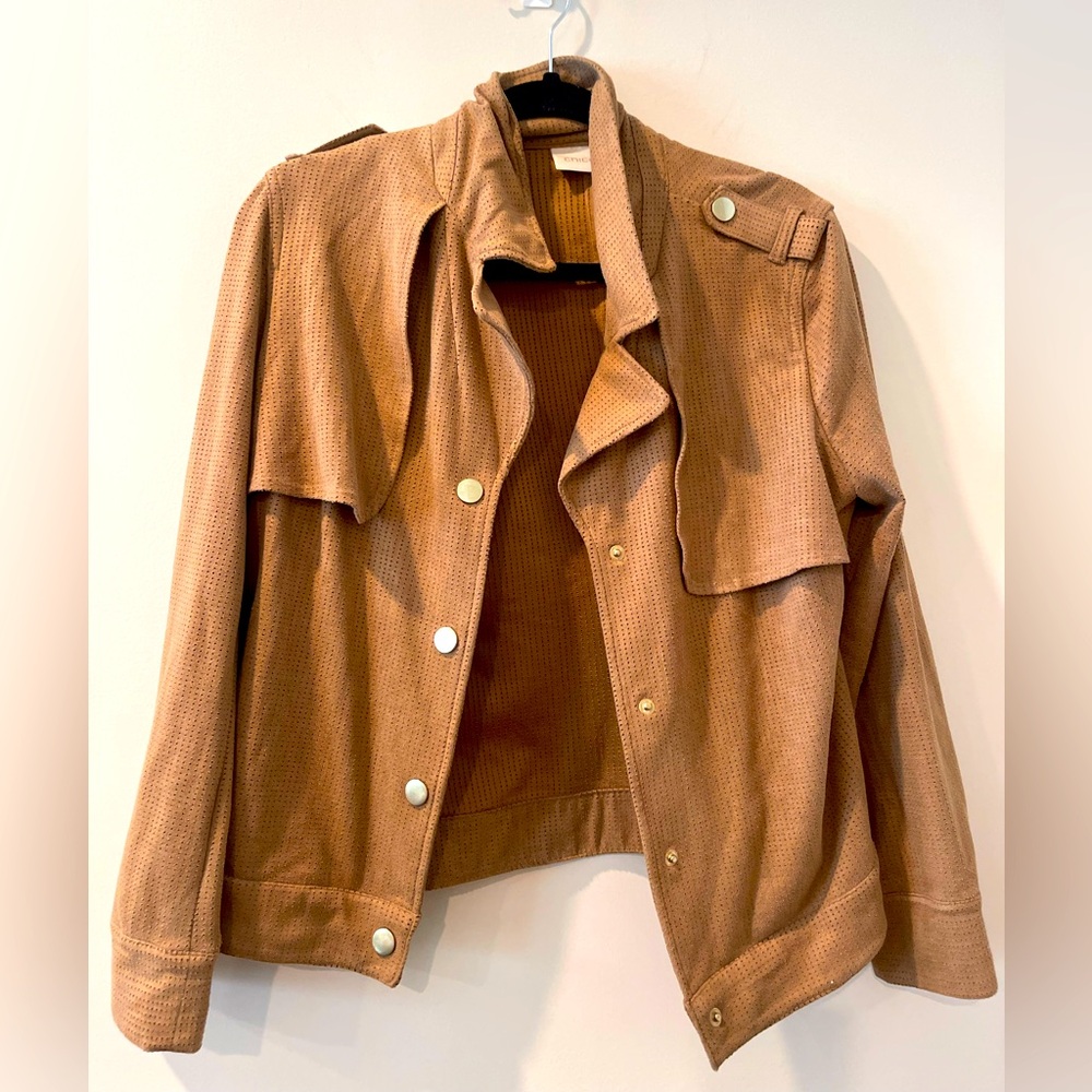 CHICOS Foiled Perforated Jacket Faux Leather - Size 1